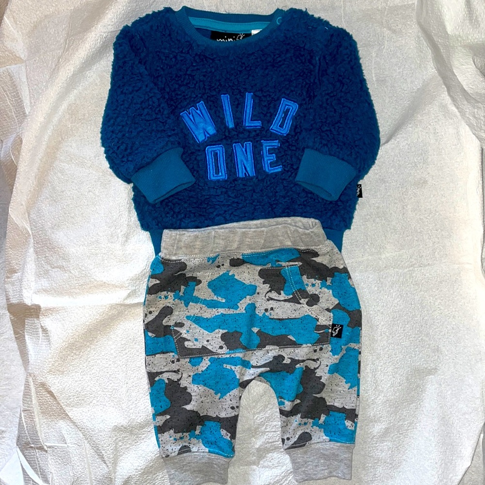 Mini Heroes 2 Piece Blue Wild One Shirt Jogger Set